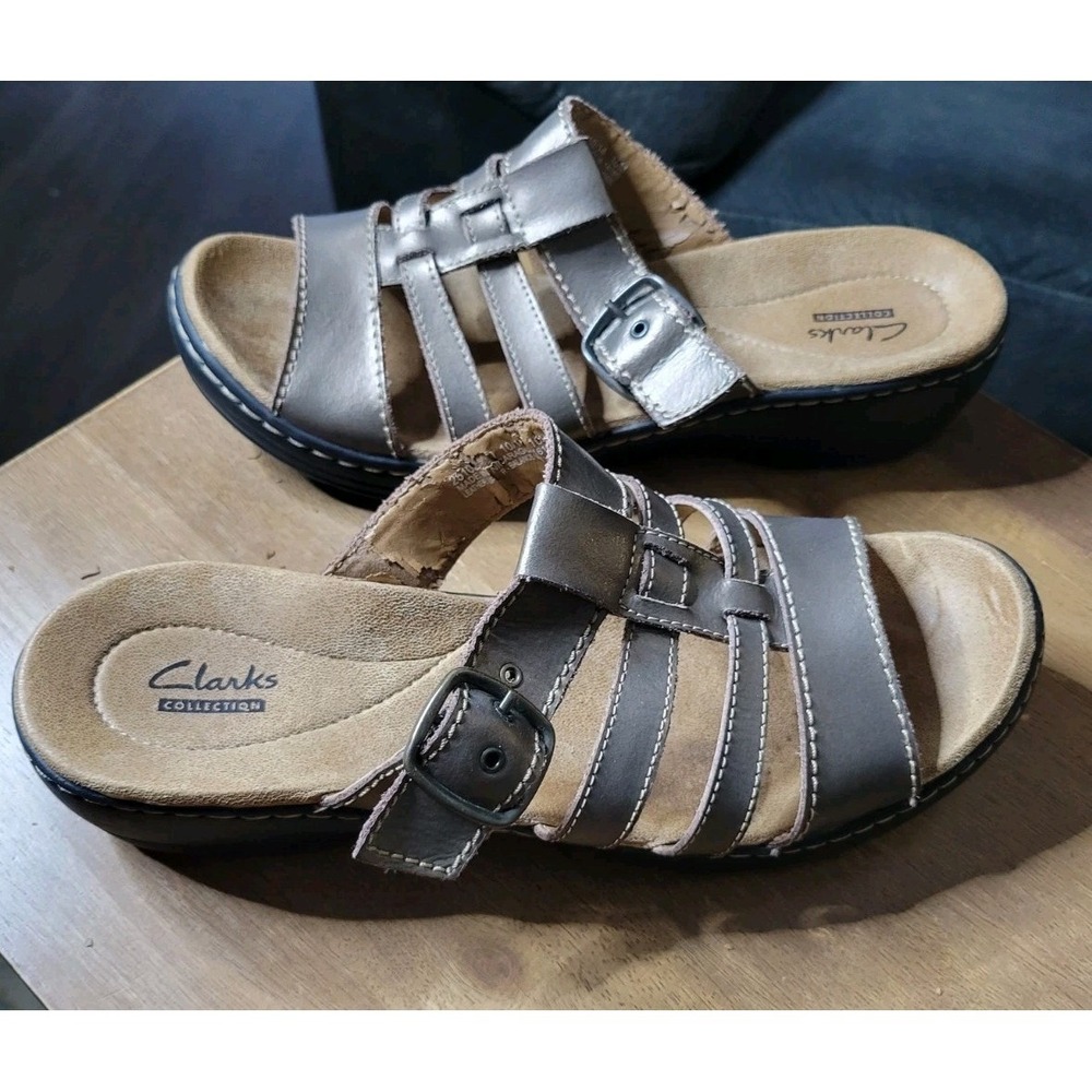 Clarks Collection Sandals Womens 10M Lexi Alloy‎ Slide